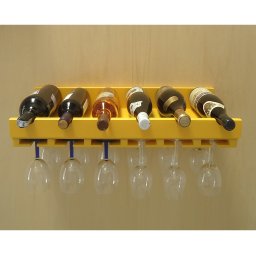 Porta Taças e Prateleira Adega New Suporte Decorativo para Vinhos e Garrafas Amarelo Laca - 2