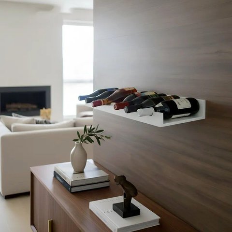 Prateleira Adega New Suporte Decorativo para Vinhos e Garrafas Branco Laca