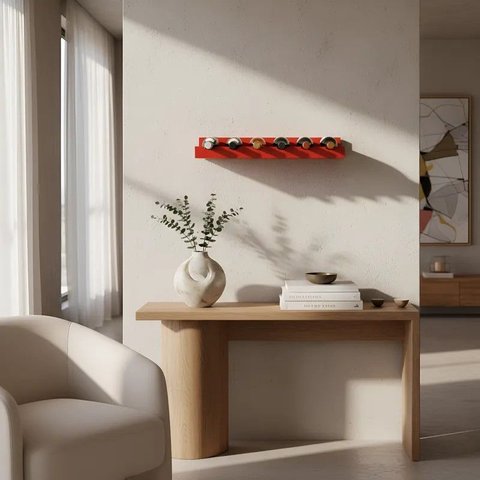 Prateleira Adega New Suporte Decorativo para Vinhos e Garrafas Vermelho Laca