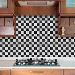 Papel de Parede Auto Adesivo Lavável Pastilha Pa0016 Moderna Preta e Branca - 1