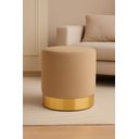 Ver imagem 1 de PUFF COM RODAPE DOURADO BEGE LINHO