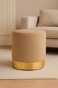 Ver imagem 1 de PUFF COM RODAPE DOURADO BEGE LINHO
