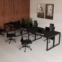 Ver imagem 1 de Mesa Escritório Plataforma Trabalho 6 Lugares 4,20m x 1,20m Industrial Executive 100% MDF Pés Metal