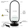 Abajur Iluminação P/ Mesa e Criado Mudo Tubo Oval + Vidro Globo Bivolt E27 - Preto - 110v/220v - 2