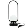 Abajur Iluminação P/ Mesa e Criado Mudo Tubo Oval + Vidro Globo Bivolt E27 - Preto - 110v/220v - 1