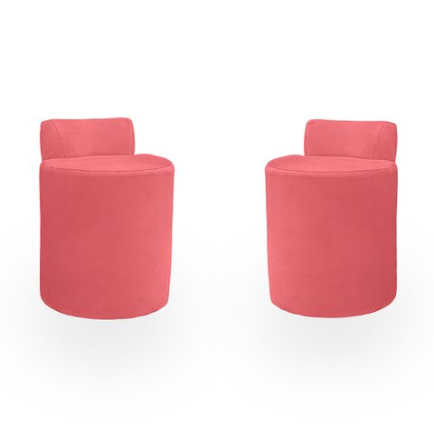 Kit Puff Banqueta Alto Confortável Reforçado Minimalista Roma Suede