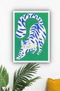Ver imagem 2 de Quadro Decorativo Arte Gato Fundo Verde - 70x50cm:moldura Branca