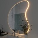 Ver imagem 5 de Espelho Led 3 Cores Orgânico Ondas Luz Iluminação Botão Touch Screen 70x51 Decorativo