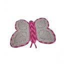 Ver imagem 1 de Tapete Infantil Borboleta Crochê Quarto Branco Rosa 50x45