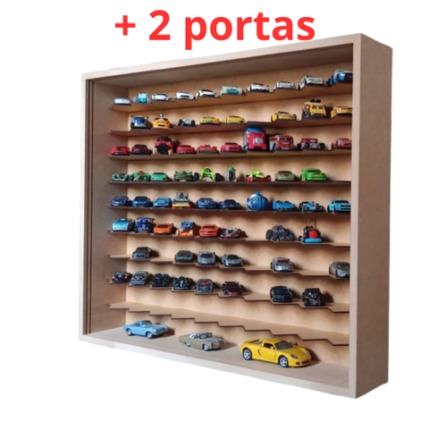 Expositor para 100 Carrinhos da Escala 1:64 em 45° Mdf Cru com Portas