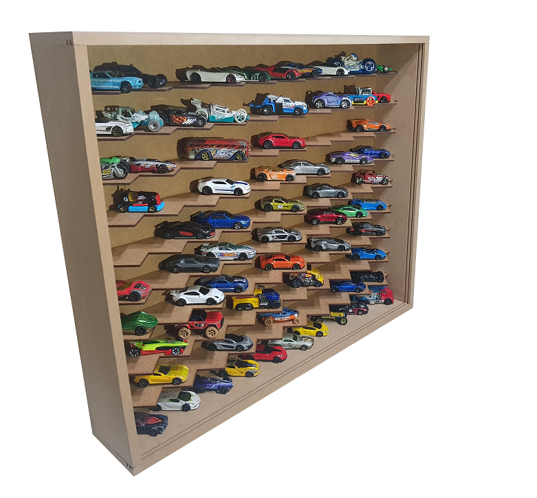 Expositor para 100 Carrinhos da Escala 1:64 em 45° Mdf Cru com Portas - 4