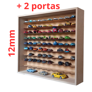 Expositor para 100 Carrinhos da Escala 1:64 em 45° Mdf Cru com Portas