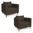 Ver imagem 1 de Kit 02 Poltronas Decorativa Milena Linho Pés de Madeira - Pallazio
