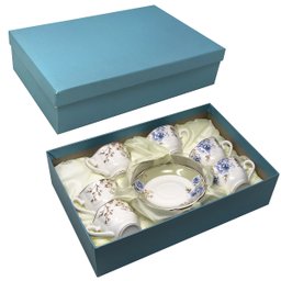 Jogo 6 Xícaras de Café 100ml C/ Pires Floral Cerâmica 12pçs - 9