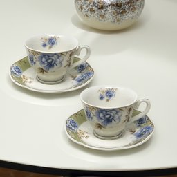 Jogo 6 Xícaras de Café 100ml C/ Pires Floral Cerâmica 12pçs - 3