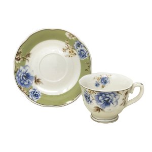 Jogo 6 Xícaras de Café 100ml C/ Pires Floral Cerâmica 12pçs