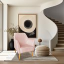 Ver imagem 2 de Kit 02 Poltronas Decorativa Julia Veludo Pés Palito Castanho - Pallazio Rosa Bebê