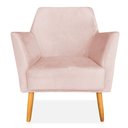 Ver imagem 4 de Kit 02 Poltronas Decorativa Julia Veludo Pés Palito Castanho - Pallazio Rosa Bebê