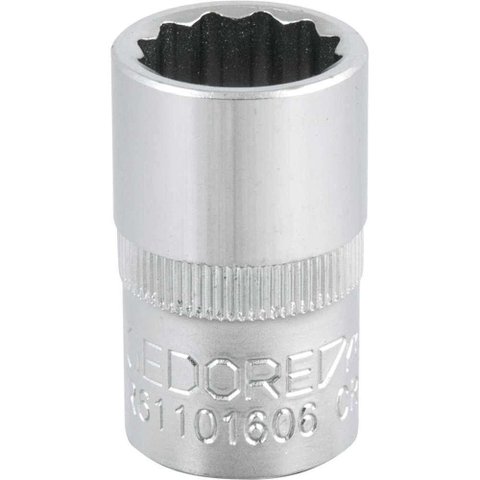 Soquete Estriado com Encaixe de 1-2 Gedore Red Ostenvonder 16mm Acabamento Niquelado Cromado