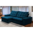 Ver imagem 1 de Sofá Retrátil e Reclinável Alasca New 4 Lugares Veludo Azul 230cm - Ferguile