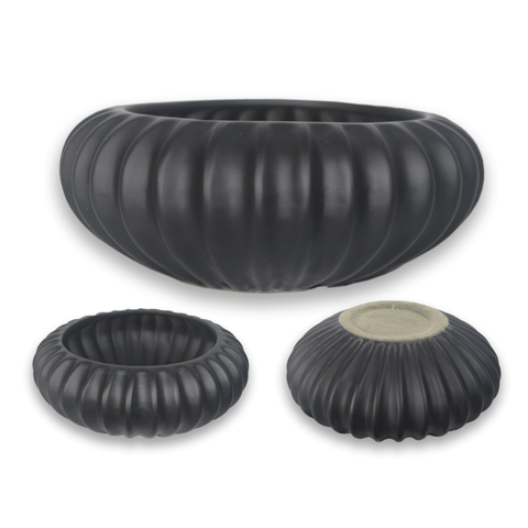 Vaso Ikebana Arranjos Flores e Plantas Linha Ammonite Luxo:preto