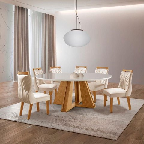 Sala de Jantar 6 Cad C Vidro 1,35m - Rubi Veneza - LJ Móveis