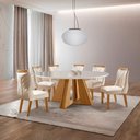 Ver imagem 1 de Sala de Jantar 6 Cad C Vidro 1,35m - Rubi Veneza - LJ Móveis