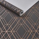Ver imagem 2 de PAPEL DE PAREDE IMPORTADO SANBLASS GEOMETRICO CINZA ESCURO C/ COBRE