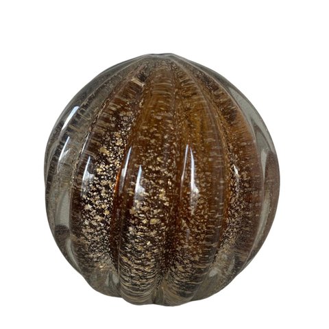 Esfera Murano Marrom com Dourado - Tamanho g (12 x 12 cm) | Casa Del Grande