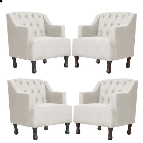 Kit 04 Poltrona Decorativa Gênises Suede Escritório Recepção