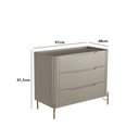 Ver imagem 3 de Cômoda com 3 Gavetas 97cm Pés em Metal 100% Mdf Cor:grigio com Dourado