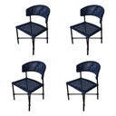 Ver imagem 1 de Kit 4 Cadeiras Hortz Corda Náutica Base em Alumínio Preto/azul Marinho