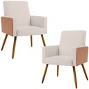 Ver imagem 1 de Kit 02 Poltronas Decorativa Maria W01 Pés Palito Linho Cru Couríssimo Camel - Lyam Decor
