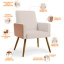 Ver imagem 4 de Kit 02 Poltronas Decorativa Maria W01 Pés Palito Linho Cru Couríssimo Camel - Lyam Decor