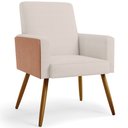 Ver imagem 3 de Kit 02 Poltronas Decorativa Maria W01 Pés Palito Linho Cru Couríssimo Camel - Lyam Decor