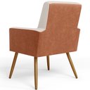 Ver mais imagens de Kit 02 Poltronas Decorativa Maria W01 Pés Palito Linho Cru Couríssimo Camel - Lyam Decor