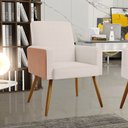Ver imagem 2 de Kit 02 Poltronas Decorativa Maria W01 Pés Palito Linho Cru Couríssimo Camel - Lyam Decor