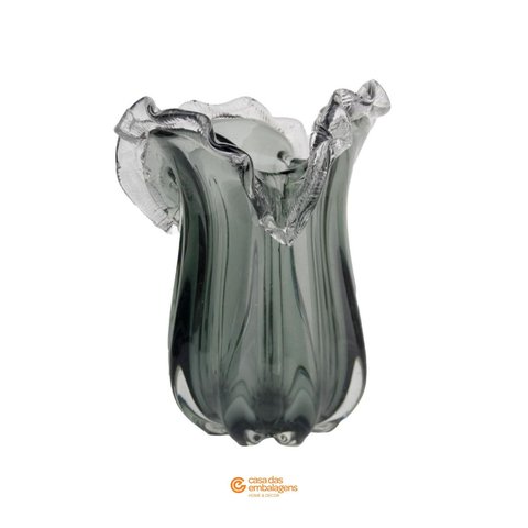 Vaso Murano Decor Cinza Quartzo