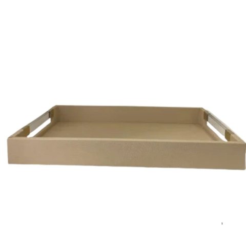 Bandeja Decorativa de Couro Sintético Bege