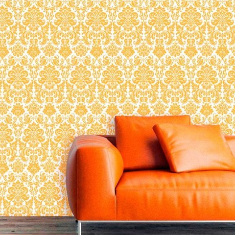Papel de Parede Lavável Clássico Arabesco ca0061 Imperio Amarelo