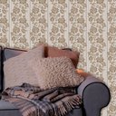 Ver imagem 1 de Papel de Parede Adesivo Lavável f0025 Floral Listrado Bege