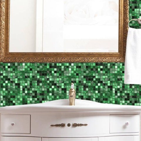 Papel de Parede Auto Adesivo Lavável Pastilha Pa0022 Verde
