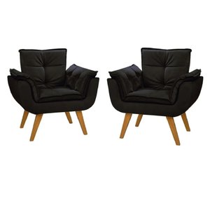 Kit 2 Poltronas Decorativas Opala Suede Preto