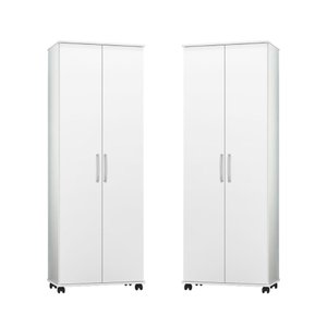 Kit 2 Armário Multiuso Organizador 2 Portas Arezzo para Lavanderia / Cozinha - Ja - Branco