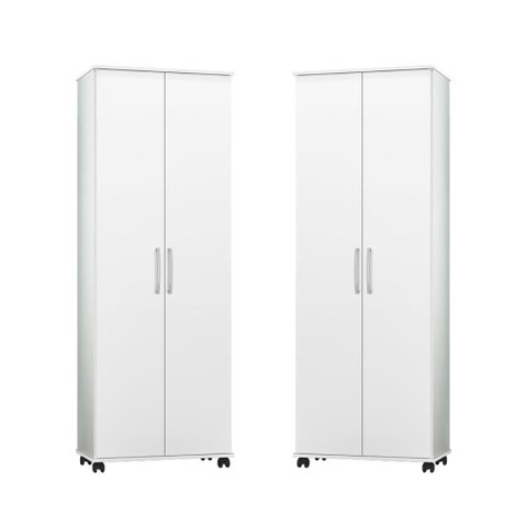 Kit 2 Armário Multiuso Organizador 2 Portas Arezzo para Lavanderia / Cozinha - Ja - Branco