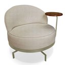 Ver imagem 5 de Kit 2 Poltronas Decorativa Andromeda Linho Bouclê Bege Base Giratória de Ferro - Pallazio