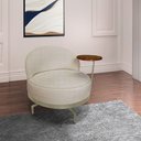 Ver imagem 3 de Kit 2 Poltronas Decorativa Andromeda Linho Bouclê Bege Base Giratória de Ferro - Pallazio