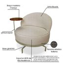 Ver imagem 6 de Kit 2 Poltronas Decorativa Andromeda Linho Bouclê Bege Base Giratória de Ferro - Pallazio