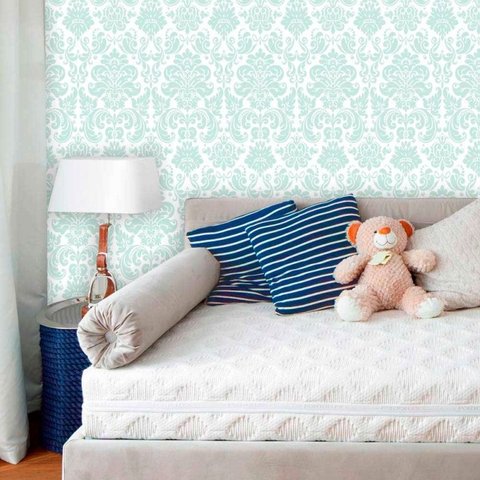 Papel de Parede Lavável Clássico Arabesco ca0070 Imperio Azul Claro