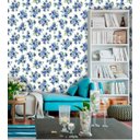 Ver imagem 1 de Papel de Parede Adesivo Lavável f0051 Floral Azul Marinho Delicado